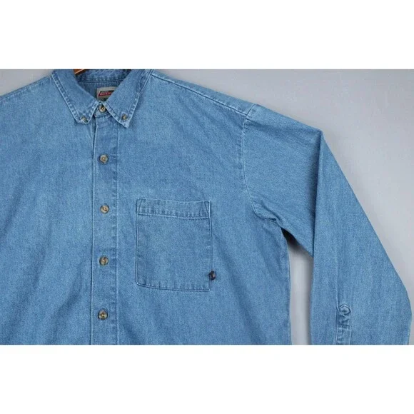 Dickies Shirt Mens XL Blue Denim 100% Cotton Button Up Workwear - Picture 7 of 16